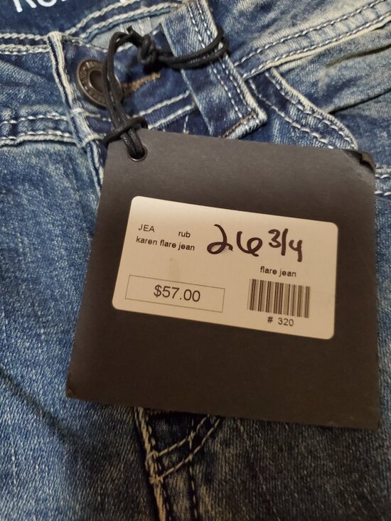 NWT Rubberband Stretch Karen Flare Jeans Size 26 Distressed Boutique - Picture 6 of 7